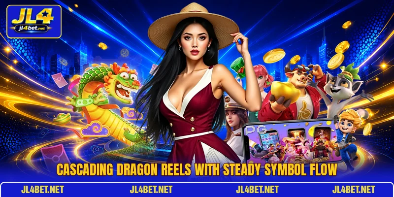 Cascading dragon reels with steady symbol flow