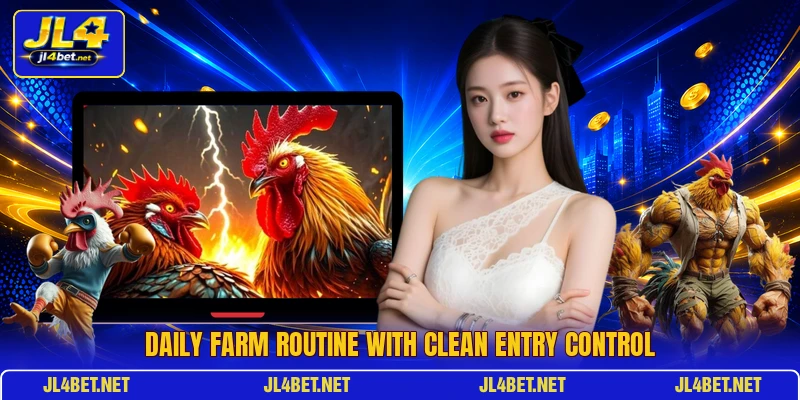 Daily farm routine with clean entry control