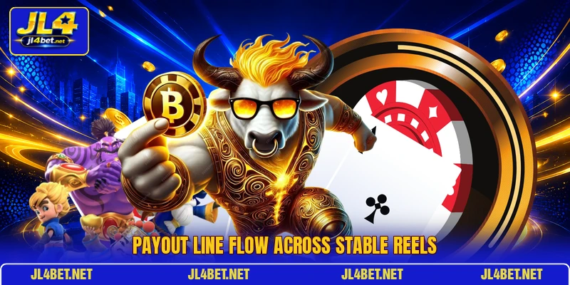 Payout line flow across stable reels