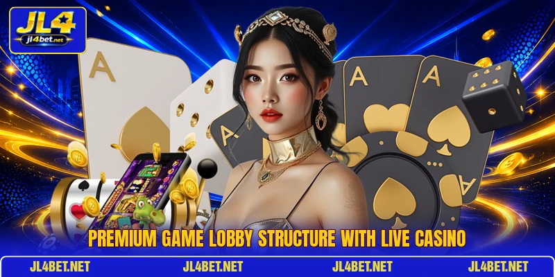 Premium game lobby structure with live casino